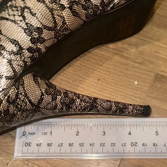 Platform heels. Charlotte Russe. Color is beige with lots of black lace size 10 - Picture 5 of 7